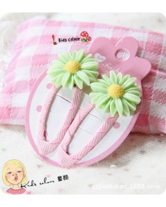 Lime Daisy Clip 2pc pair (ES5-11-3)