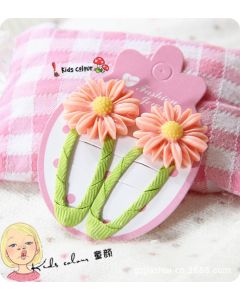 Peach Daisy Clip 2pc pair (ES5-11-5)