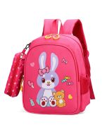 Bunny Bear Rose Red Color Children's schoolbag