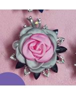 Ash pink rose flower brooch