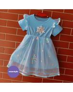 Elsa blue color semi party frock