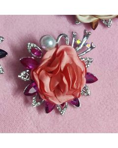 Peach rose flower brooch