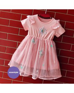 Elsa pink color semi party frock