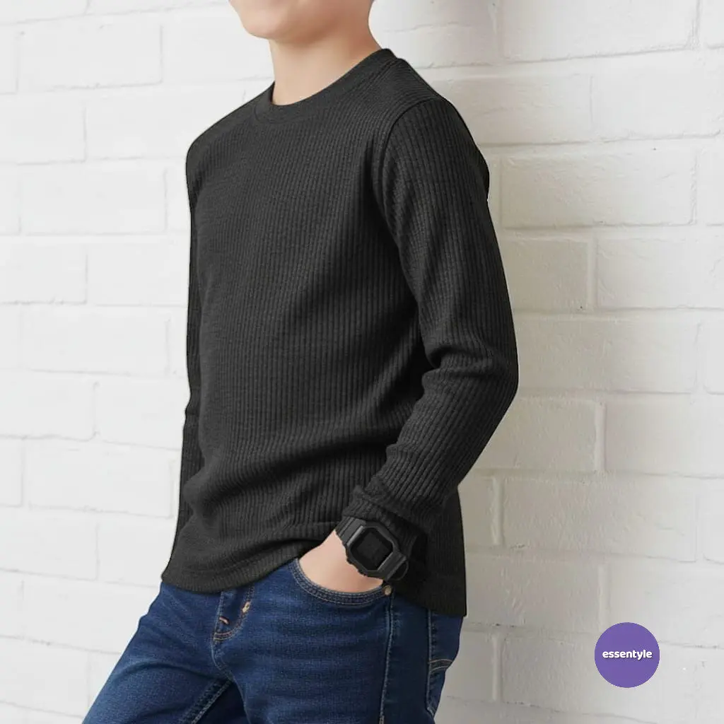 Black full sleeve t-shirt 4-12Y (E3T3)