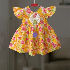 Orange cotton frock 2-9y (E5T2)