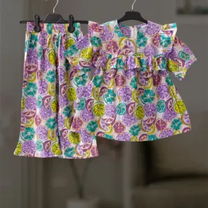 Purple cotton candy top-pant set E4T1