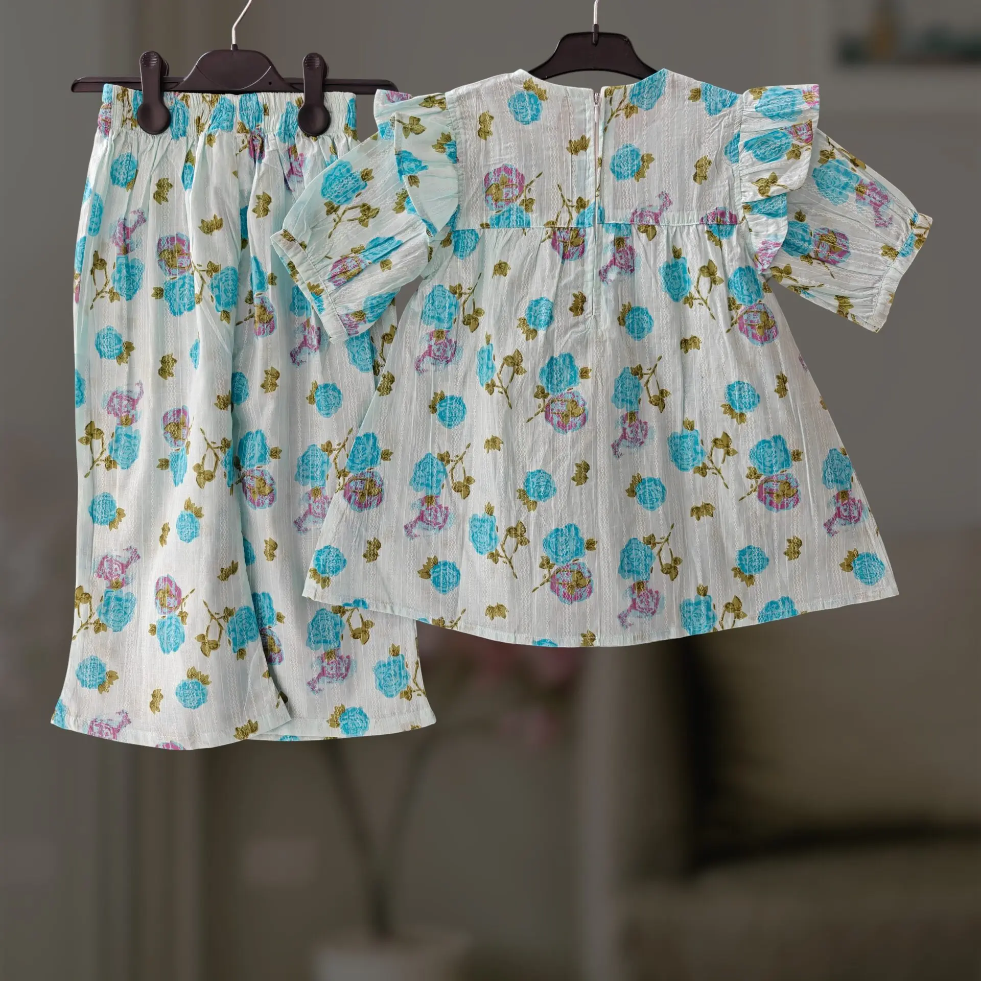 Blue cotton candy top-pant set E4T2 - Image 3