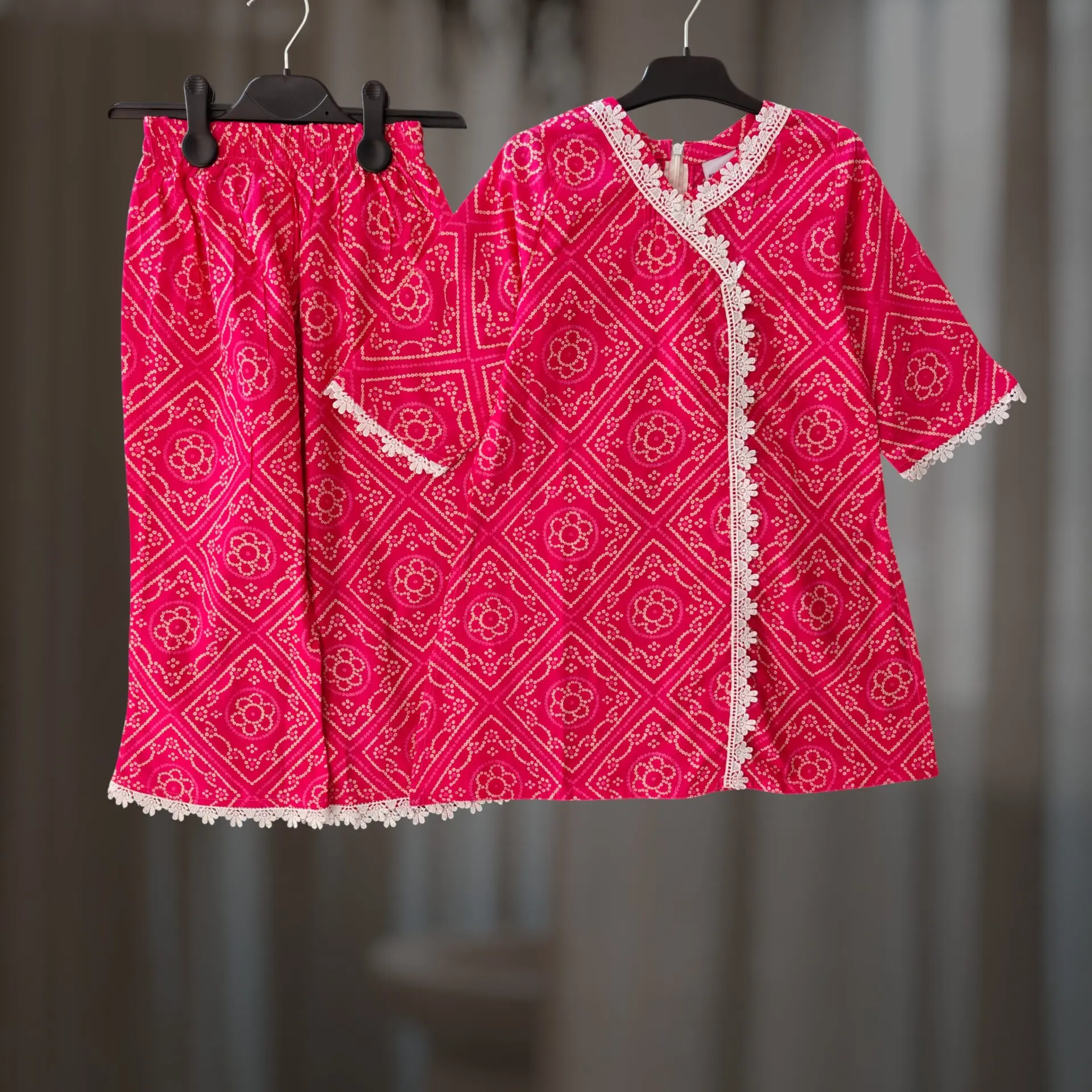 Rani chundri cotton kamiz-pant set E7T3