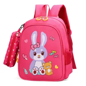 Bunny Bear Rose Red Children's School Bag EI2-11-2