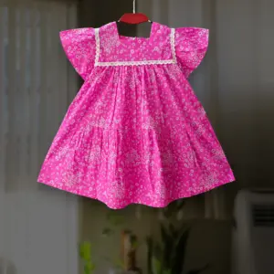 Cute pink cotton frock E9T1