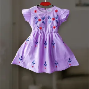 Purple pure cotton frock 2-12y E9T4