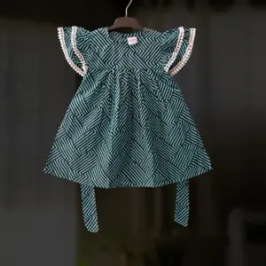 Blue zigzag bexi cotton frock E11T2