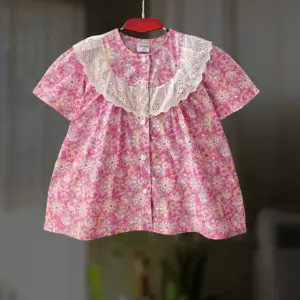 Onion pink floral cotton top E13T1