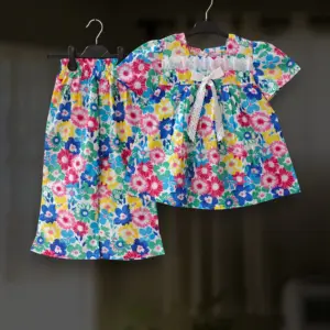 Multi floral cotton top-pant set E15T3