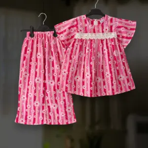 Misty Daisy cotton top-pant set E16T1
