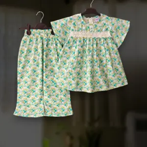 Pest Rose cotton top-pant set E16T4
