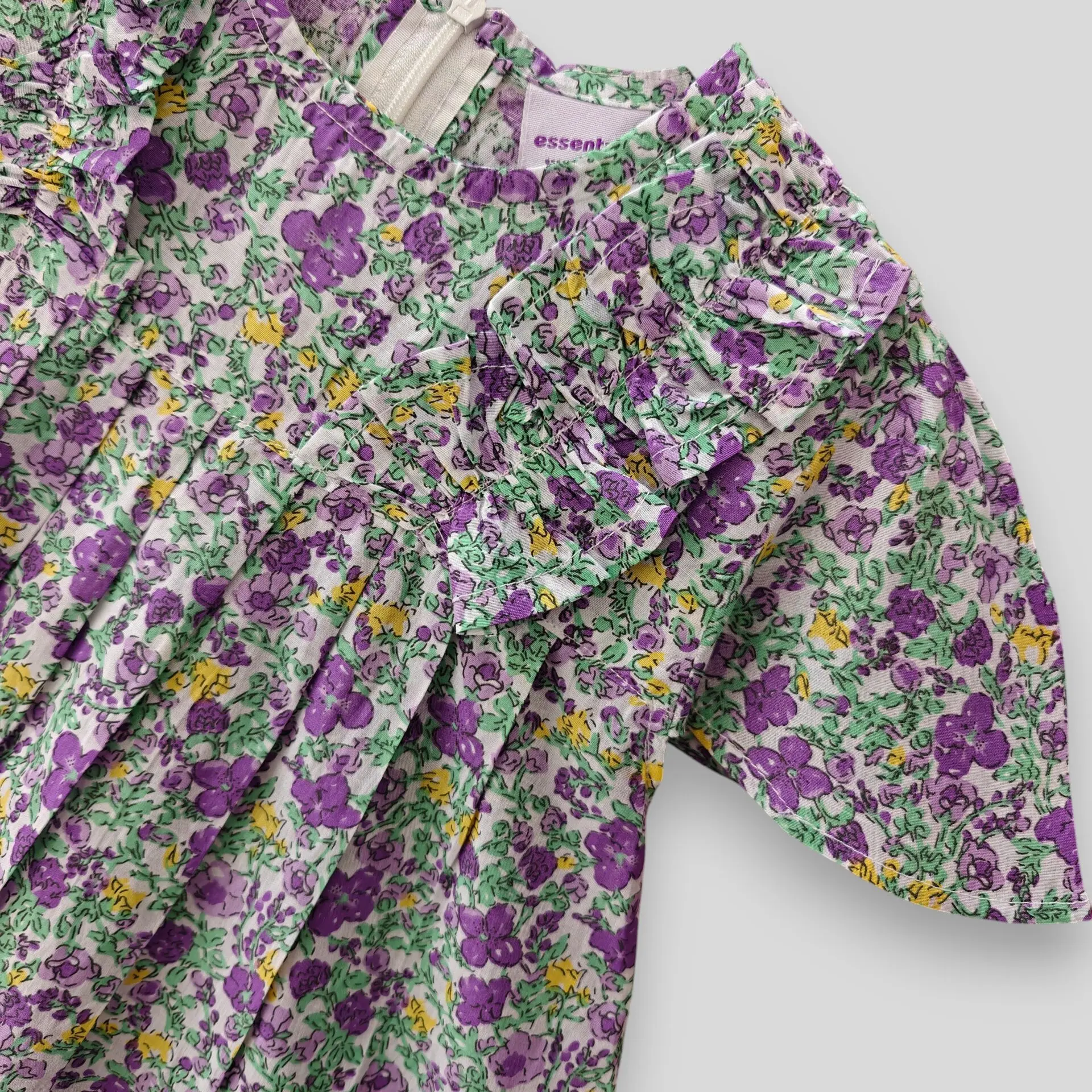 Purple floral cotton top-pant set E14T1 - Image 2