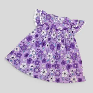Purple floral cotton frock E11xT6