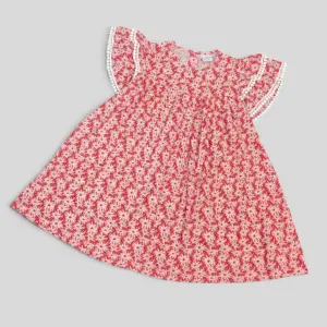 Red floral cotton frock E11xT8