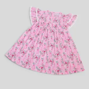 Yellow floral cotton frock E11xT10