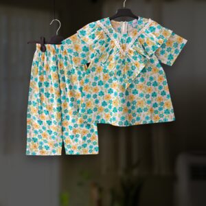 Pest floral cotton top-pant set E20T1