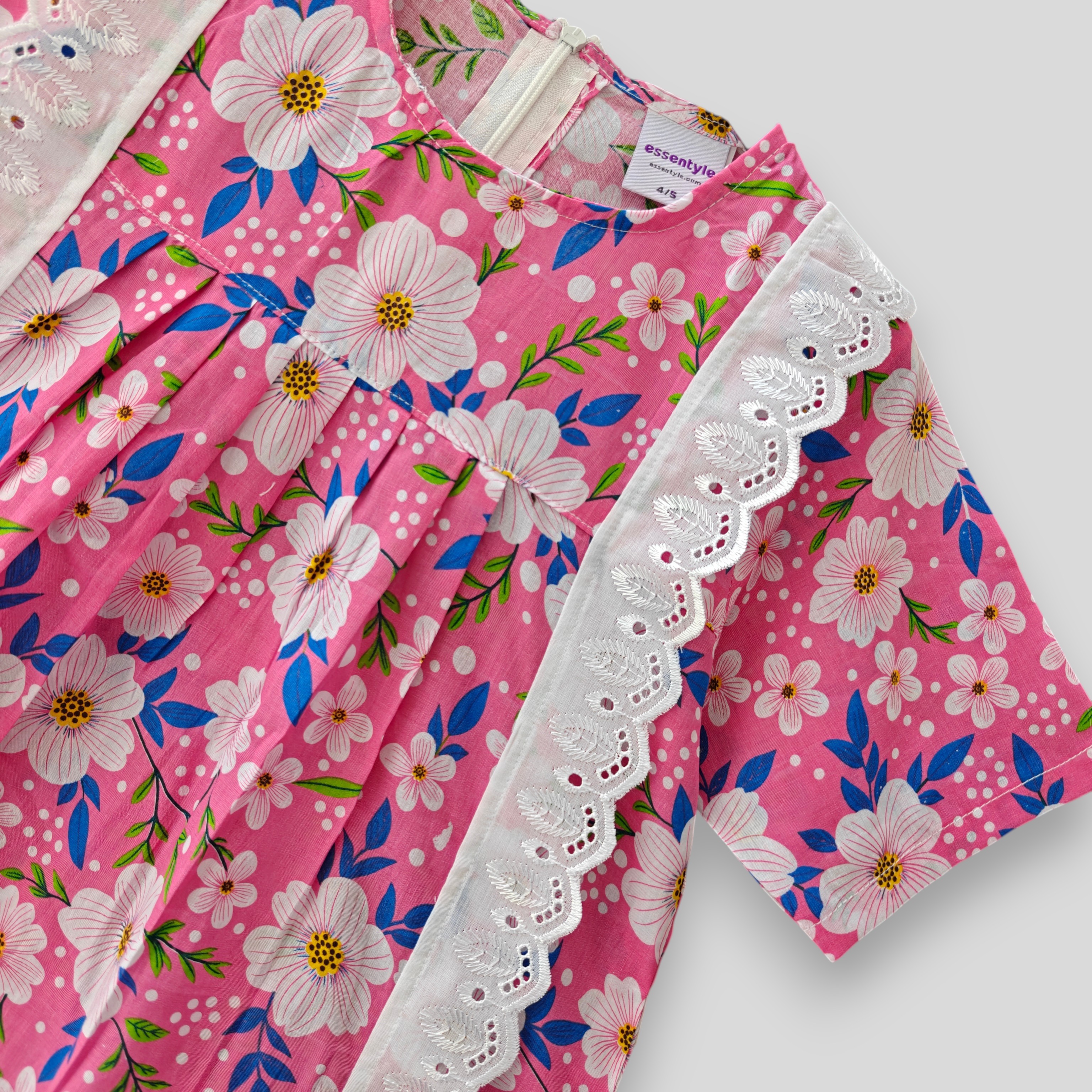 Pink floral cotton top-pant set E21T2 - Image 2