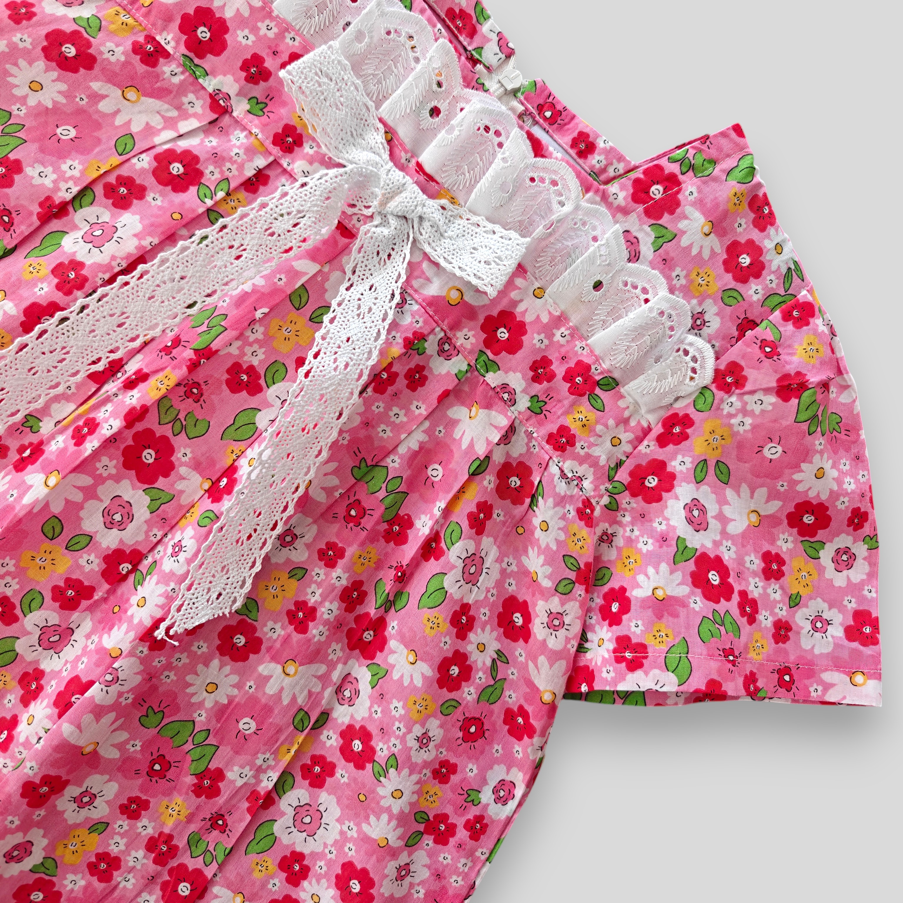 Misti red floral cotton top-pant set E23T1 - Image 2
