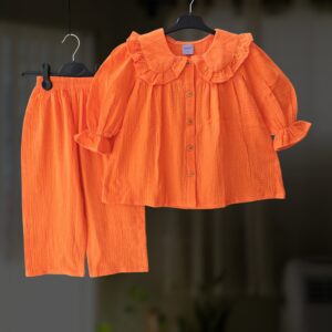 Orange muslin top-pant set E27T2
