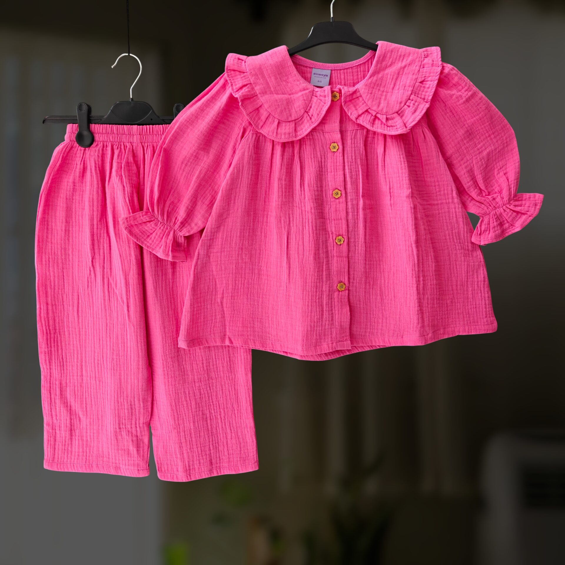 Pink muslin top-pant set E27T3