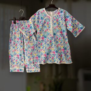 Multi floral cotton kamiz-pant set E29T1