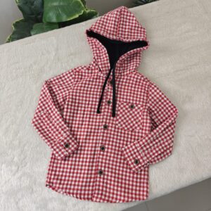 Red check flannel hoodie E30T6