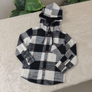 Black check flannel hoodie E30T5