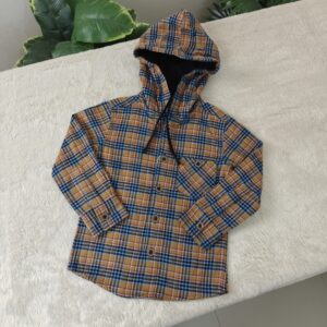 Honey check flannel hoodie E30T3